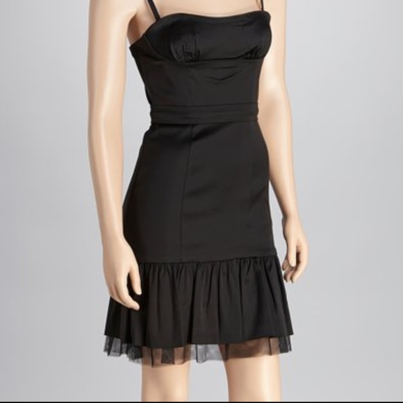BCBG Black Strapless Satin Tulle Dress, LIKE NEW - Picture 1 of 4